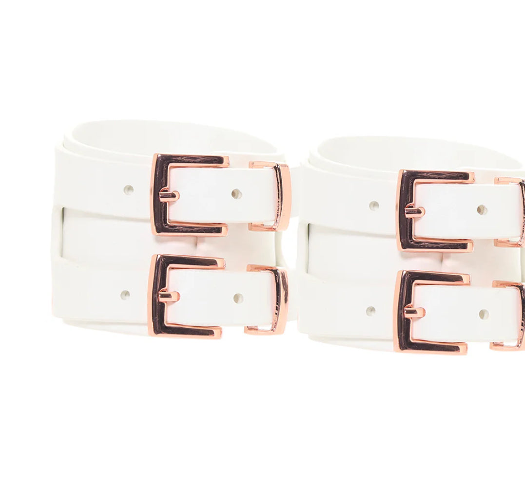 Vegan Leather Handcuffs in White