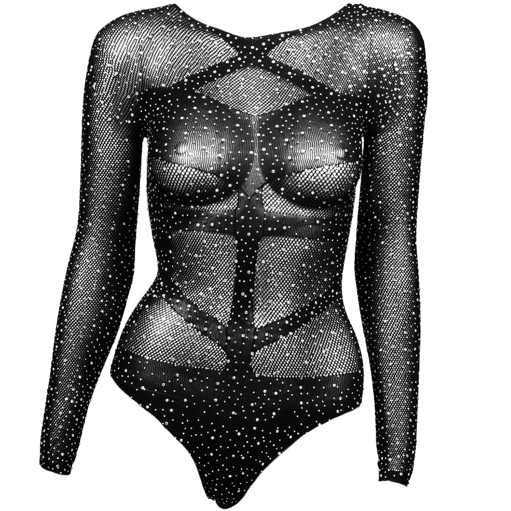 Radiance Long Sleeve Black Body Suit in OSXL